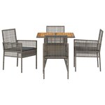 vidaXL Ensemble de repas de jardin 5 pièces avec coussins  gris  poly rattan
