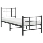 vidaXL Cadre de lit métal sans matelas avec pied de lit noir 75x190 cm