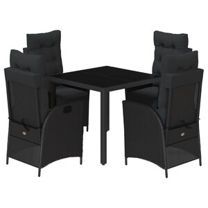 vidaXL Ensemble à manger de jardin coussins 5Pièces Noir Résine tressée