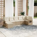 vidaXL Salon de jardin avec coussins 7 Pièces beige résine tressée