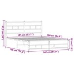 vidaXL Cadre de lit en métal sans matelas chêne marron 135x190 cm