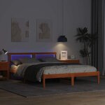 vidaXL Cadre de lit avec tête de lit Brun cire 160 x 200 cm Pin massif