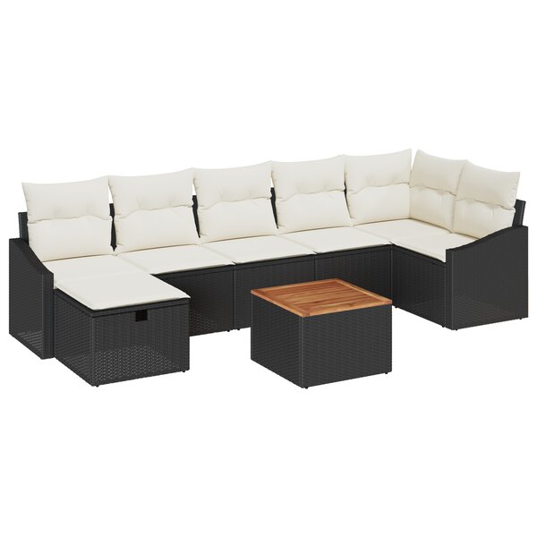 vidaXL Ensemble de Canapé de Jardin de 8 Pièces avec Coussins Noir Rattan Poly