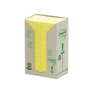 Tour de 24 Bloc-notes adhésif Recyclé 38 x 51 mm Jaune POST-IT