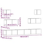 vidaXL Ensemble de meuble TV de 7 pièces - À fixer au mur  Chêne noir  Bois agencé