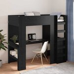 vidaXL Cadre de lit superposé avec bureau Chêne noir 90 x 200 cm