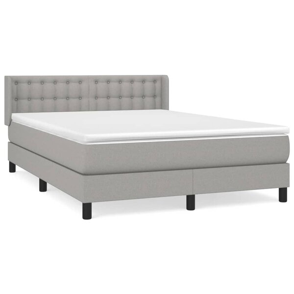 vidaXL Sommier à lattes de lit avec matelas Gris clair 140x200cm Tissu