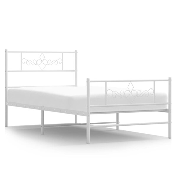 vidaXL Cadre de lit métal avec tête de lit/pied de lit blanc 90x200 cm