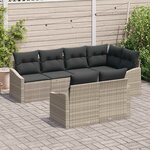 vidaXL Ensemble de canapé de jardin 7 Pièces Gris clair polyrotin
