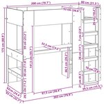 vidaXL Cadre de lit superposé avec bureau Chêne fumé 80 x 200 cm