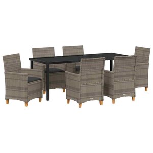 vidaXL Ensemble de salle à manger pour jardin 7 Pièces Gris polyrotin
