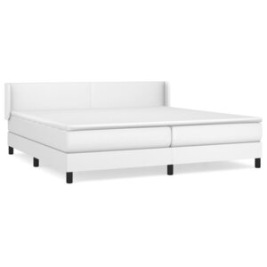 vidaXL Sommier à lattes de lit avec matelas Blanc 200x200cm Similicuir