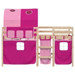 vidaXL Lit mezzanine enfants avec tunnel sans matelas rose 90x200 cm
