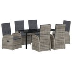 vidaXL Ensemble de salle à manger de jardin 7 pièces avec coussins Rattan synthétique gris