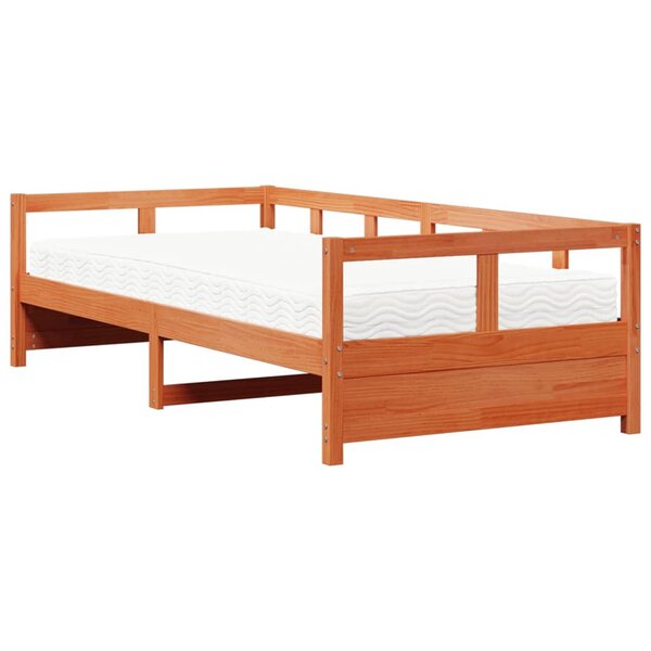 vidaXL Lit de jour avec matelas cire marron 90x200 cm bois pin massif