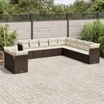 vidaXL Salon de jardin et coussins 11 Pièces marron résine tressée
