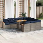 vidaXL Salon de jardin 11 Pièces avec coussins gris résine tressée