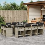 vidaXL Ensemble à manger de jardin et coussins 13 Pièces gris clair rotin