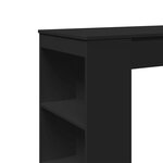 vidaXL Table de bar avec étagères noir bois d'ingénierie