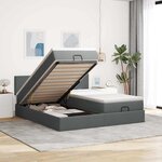 VidaXL Cadre de lit ottoman avec matelas gris foncé 200x200cm tissu
