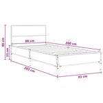 vidaXL Cadre de lit avec tête de lit Chêne noir 80 x 200 cm