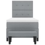 vidaXL Lit avec sommier et banc gris clair 90x190 cm Tissu