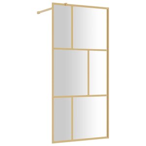 vidaXL Paroi de douche avec verre ESG transparent doré 80x195 cm