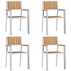 vidaXL Chaise de jardin 4 Pièces Marron Bois de teck massif