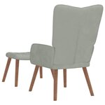 vidaXL Chaise de relaxation avec repose-pied Gris clair Velours