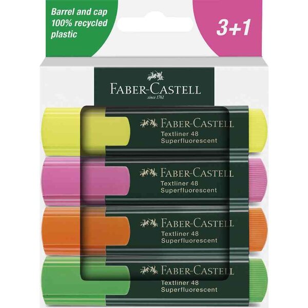 Surligneur TEXTLINER 48  étui de 4 FABER-CASTELL