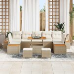 vidaXL Ensemble de canapé de jardin avec coussin 10 Pièces Beige et crème