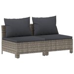 vidaXL Salon de jardin 8 Pièces avec coussins Gris Résine tressée