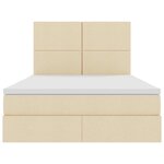 vidaXL Lit de rangement LED avec matelas Crème 140 x 190 cm Tissu