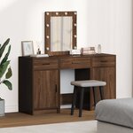 Ensemble coiffeuse 3 pièces avec LED en chêne noir en bois d'ingénierie