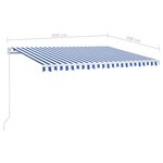 vidaXL Auvent manuel rétractable avec LED 450x300 cm Bleu et blanc
