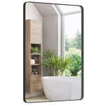 Miroir mural 76 5 x 56 cm pour salle de bain miroir mural de courtoisie rectangulaire cadre en métal robuste horizontal vertical noir 20_0008912