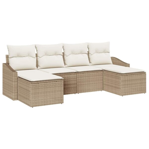 vidaXL Ensemble de Canapés avec coussin 6 Pièces Beige polyrotin
