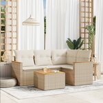vidaXL Salon de jardin avec coussins 5 Pièces beige résine tressée
