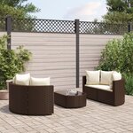 vidaXL Salon de jardin avec coussins 5 Pièces marron résine tressée