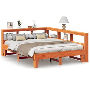vidaXL Lit bibliothèque sans matelas cire marron 150x200 cm pin massif