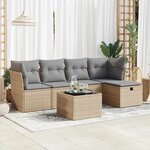 vidaXL Salon de jardin avec coussins 6 Pièces beige résine tressée