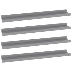 vidaXL Étagères murales 4 Pièces Gris 60x9x3 cm
