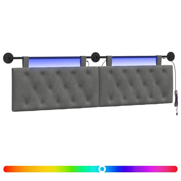 vidaXL Tête de lit suspendue Gris foncé Velours