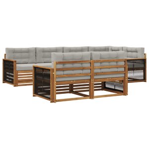 vidaXL Ensemble de canapés d'extérieur 7 Pièces Naturel et gris clair