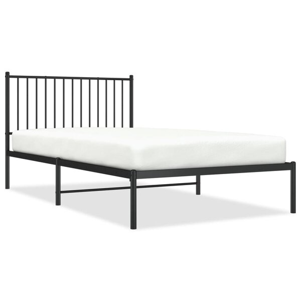 vidaXL Cadre de lit métal sans matelas avec tête de lit noir 107x203cm