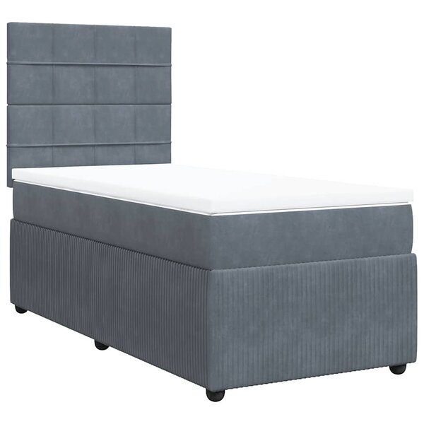 vidaXL Sommier à lattes de lit et matelas Gris foncé 90x200 cm Velours