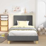 vidaXL Cadre de lit pour enfants avec tête de lit Gris foncé tissu
