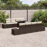 vidaXL Ensemble de canapé de jardin 9 Pièces Marron et Crème polyrotin