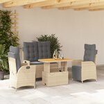 vidaXL Ensemble à manger de jardin coussins 4 Pièces beige résine tressée