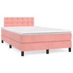 vidaXL Sommier à lattes de lit avec matelas rose 120x190 cm velours